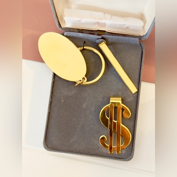 Vintage Dior Gold Money Clip, Keychain & Tie Clip Set - Picture 2 of 4